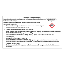 Eco-Jin safety information: danger, corrosive product
