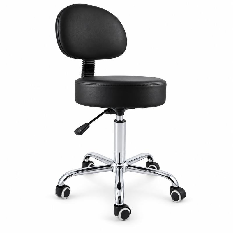 TABURETE 5 RUEDAS CON RESPALDO