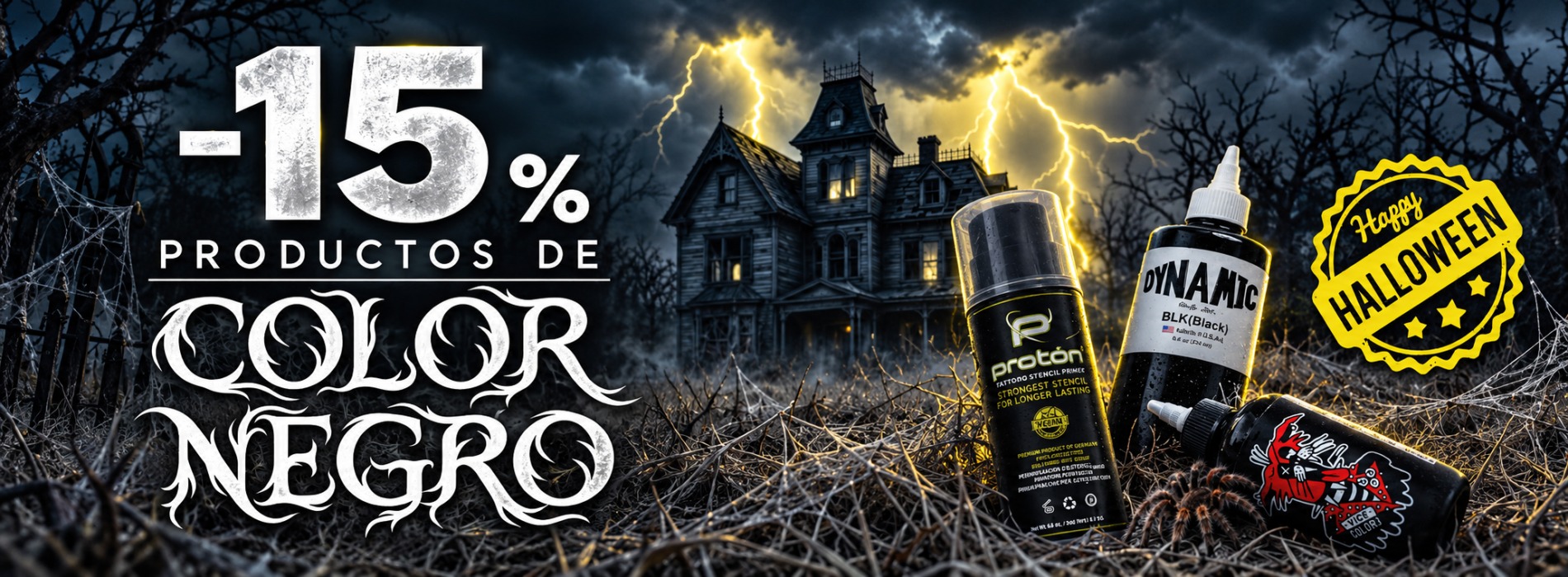 Halloween · 15 % de descuento en productos de color negro