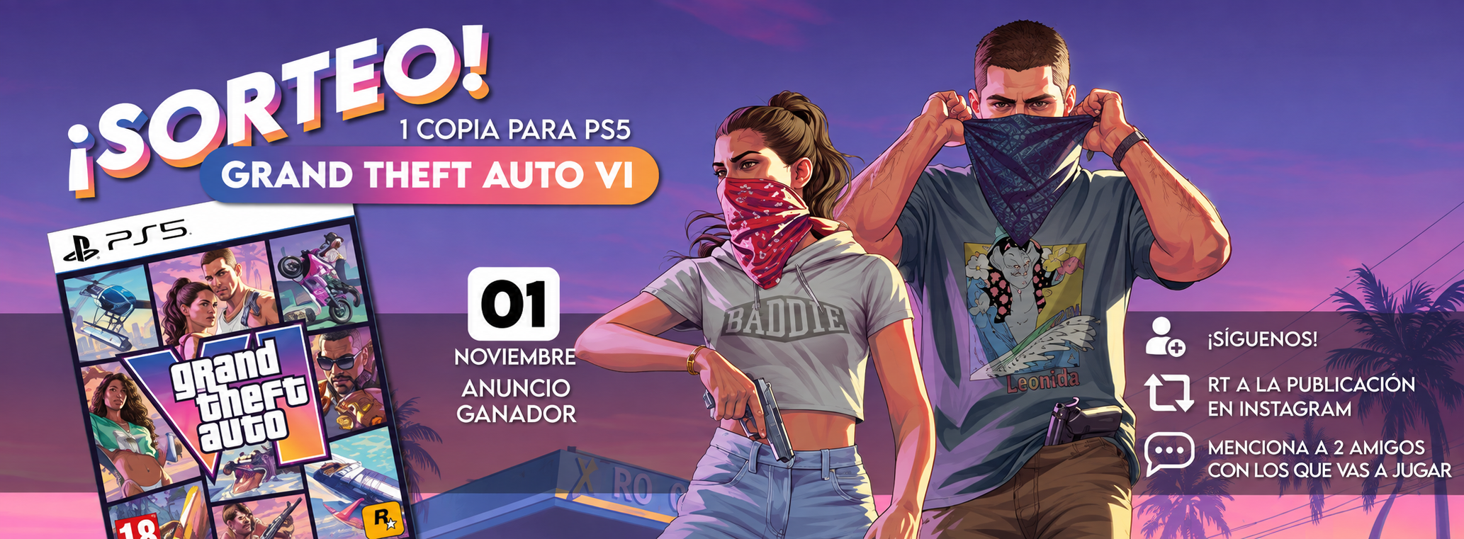 Sorteo GTA 6 de ATOM X Murcia. Participa en Instagram.
